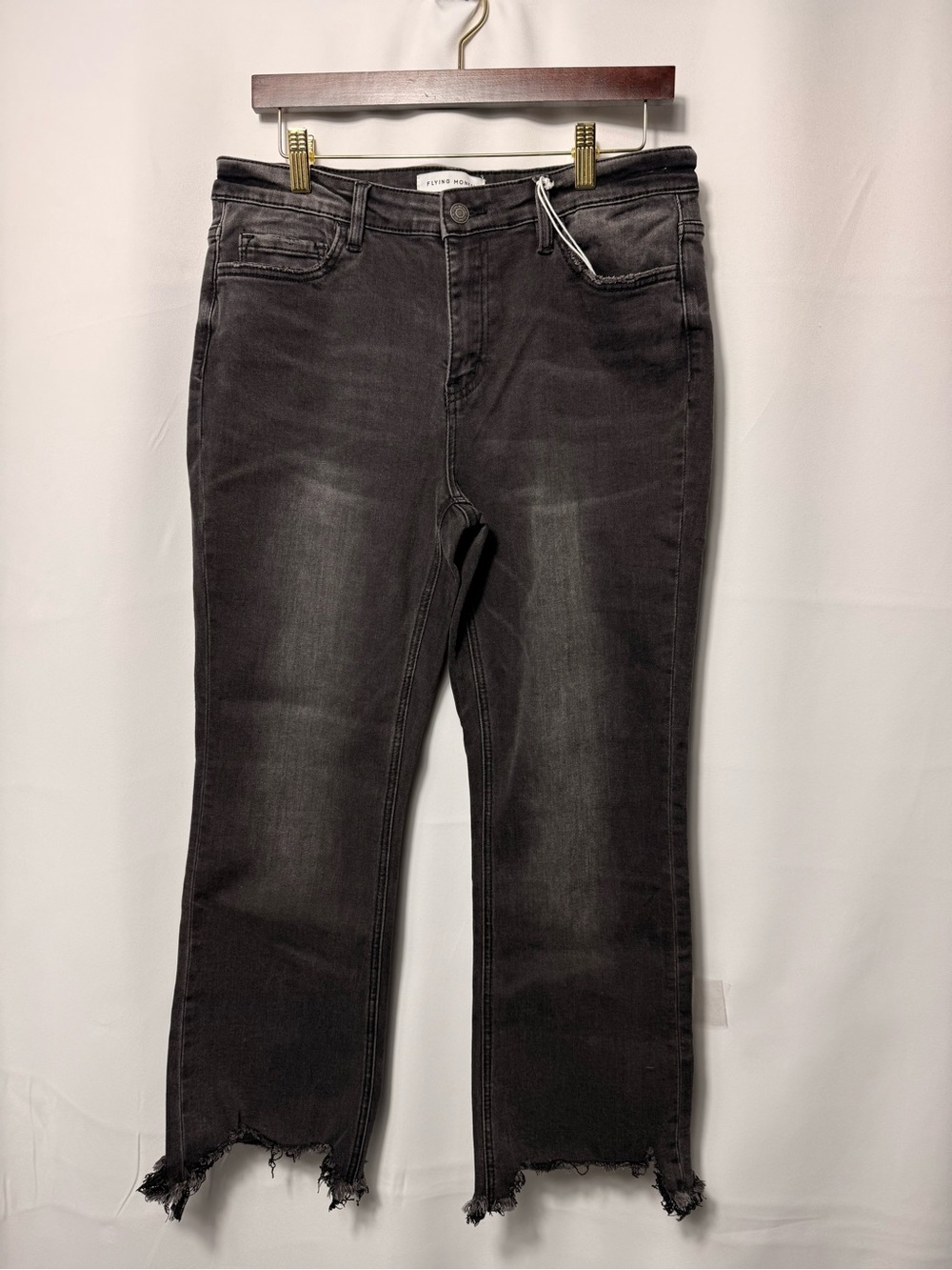 Flying Monkey Black Label Jeans 31 Black Raw Hem Distressed NW